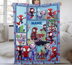 personalized spidey and his amazing friends blanket, spidey birthday blanket, spiderman custom baby blanket