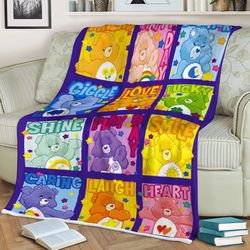 care bear sherpa fleece quilt blanket bl1442