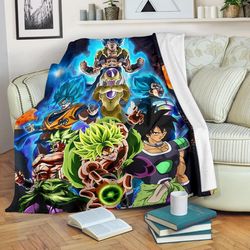 dragon ball anime db super saiyan power blue vapor galaxy sherpa fleece quilt blanket bl3034