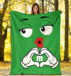 green m&m sherpa fleece quilt blanket bl2608