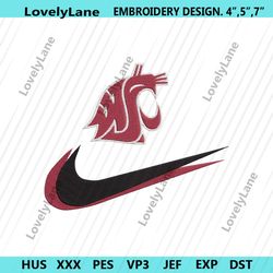 washington state cougars double swoosh nike logo embroidery design file