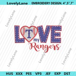 love my rangers baseball logo embroidery file