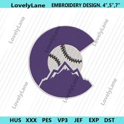 colorado rockies letter c baseball moutain blue machine embroidery file