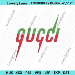 gucci logo brand green red embroidery instant download