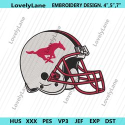 smu mustangs helmet machine embroidery digitizing.