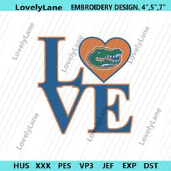 florida gators love embroidery design, ncaa embroidery designs, florida gators embroidery instant file