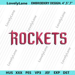 rockets wordmark logo embroidery instant design, houston rockets logo embroidery design, nba team logo embroidery design