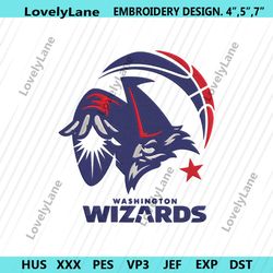 nba washington wizards logo symbol embroidery digital, washington wizards embroidery design, nba logo digital embroidery