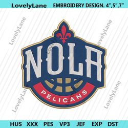 new orleans pelicans logo machine embroidery files, new orleans pelicans embroidery design file, new orleans pelicans em