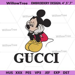 Mickey Mouse Sad Gucci Basic Logo Embroidery Design