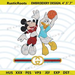 mickey and donald duck play basketball gucci logo embroidery design download