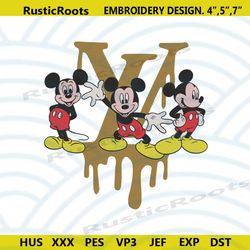 mickey team louis vuitton dripping logo embroidery design file