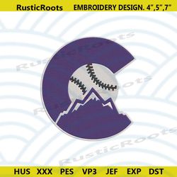 colorado rockies letter c baseball moutain blue machine embroidery file