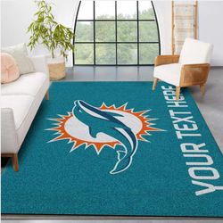 Customizable Miami Dolphins Personalized Accent Rug NFL Area Rug For Christmas Bedroom Christmas Gift Us Decor 1