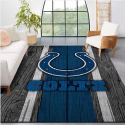 Indianapolis Colts Nfl Team Logo Wooden Style Style Nice Gift Home Decor Rectangle Area Rug 1