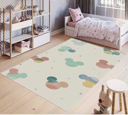 mickey pattern rug, non-slip kids room rug, baby room decor rug gift for kids