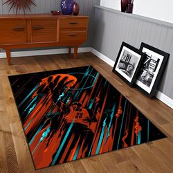 amazing airjordan design rug, nba rug, basketball rug, sports decor rug, kids room rug, custom gift rug, blue and red