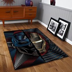 avenger decor rug, super hero rug, floor rug, iron man rug, captain america rug, unique decor rug, custom gift rug