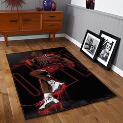 black and red jordan jump man rug, rectangle sneaker rug, area hypebeast carpet, square sneakerhead mat ,floor rug