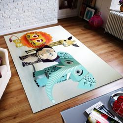 cute animals rug, flower arrangement rug, abstract rug, custom rug, home decor rug, modern rug, non slip rug