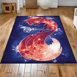fox design rug, rabbit design rug, astrology rug, space galaxy rug, kids room rug, nursery decor rug, collage room rug
