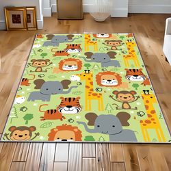 giraffe rug, elephant rug, lion rug, kids room rug, nursery rug, runner rug, area rug, kids room decor, birthday rug