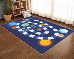 solar system rug, space decor rug moon and sun dug, kids room rug, kids room decor, nursery education decor rug