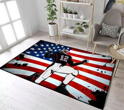 american football rug, american football player decor rug, usa flag rug, football player rug, dynamic decor rug