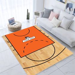 basketball court rug, game children play time, nursery room, floor decor rug, area sport rug, gift rug