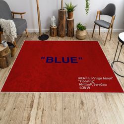 blue rug, popular exhibition rug, area rug with swedish design