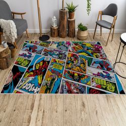 comics rug, captain america comic book rug, spiderman comics rug, captain america rug, marvel rug