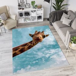 giraffe themed rug, giraffe rug, sky rug, animal design rug, area rug, kids room rug, game room decor rug, birthday gift