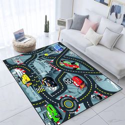 kids play rug, city road rug, nursery rug, washable kids rug, non-slip play mat, metropolis city play rug, city play rug