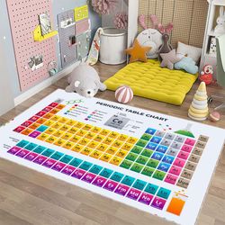 periodic table of elements area rug, washable personalized tabular display of chemical elements printed rug