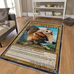 scrat the squirrel rug, magic card squirrel decoration, funny customizable rugs