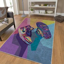 sneakers street fashion rug, sneakers decoration room rug, sneaker collection decor