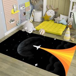 space rocket rug, rocker rug, spcae rug, universe rug, galaxy rug