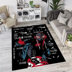 spiderman design custom rug, spider man rug, super hero rug, avengers rug, kids room decor rug, teen room gift rug