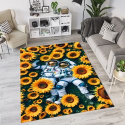 sunflower themed custom design rug, sunflower rug, colorful flower rug, floral rug, kids room rug, nursery room rug