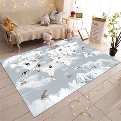 animals eart rug,map rug, kids room map rug, learning earth,nursery rug, washable rug, gift for kids, play mat