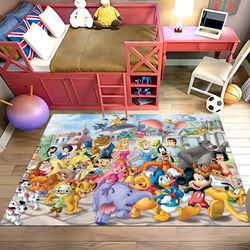 cartoon characters rug, mix characters rug, popular cartoon rug, winnie rug, nursery decor, kids decor, custom rug