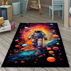 kids room rug,astronaut printed rug, astronaut in space rug, nasa , customized rug, rug for gift, astronaut rug