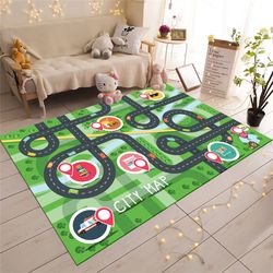 maps activities rug, activities rug, play room rug, activity rug, nursery rug, kids room rug, city map for kids rug