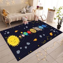 solar system rug, planets area rug, kids game rug, play room decor, kids room decor, gift for kids, custom kids rug