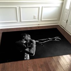 travis scott rug, rap music rug, musician rug, popular rug, home decor rug, modern rug, gift rug, christmas gift rug