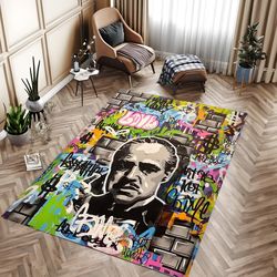 god father rug, don corleone rug, mafia theme rug, brando theme rug, pop art rug, salloon rug, area rug, room rug