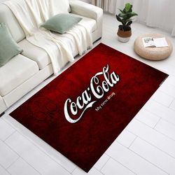 retro rugs, nostalgic rug, coca cola rugs, cola written rug, coke rugs, cola bottle, drink pattern rugs, red rugs, kitch