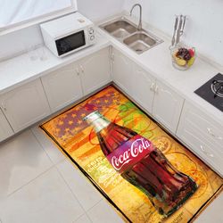 retro rugs, nostalgic rugs, american rugs, kitchen decor, coca cola rugs, cola written rugs, coke rugs, cola bottle, dri