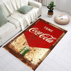 tome coca cola, coca cola rugs, cola pattern rugs, retro rugs, drink rugs, coca cola, cola written rugs, cola rugs, red