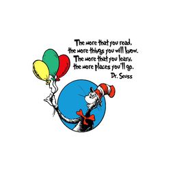 the more that you read the more things you know svg, dr seuss svg, cat in the hat svg, dr seuss quotes, the lorax svg, l